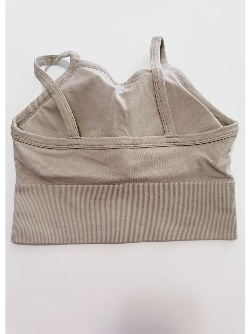 2 Pack Women Seamless Sports Bras Wireless Yoga Gym White Beige Size L